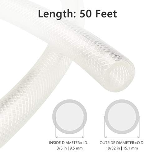 EASTRANS 3/8" ID x 50ft High Pressure Braided Tubing Clear Vinyl Hose - Image 2