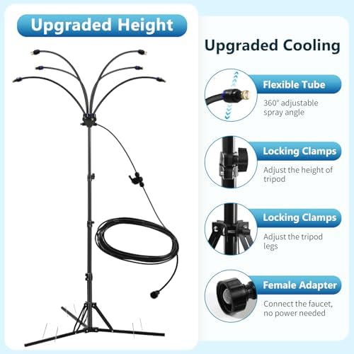 6-Adjustable Nozzle Standing Misters for Outside Patio - Easy to Install & Maintain, Customize Mist, Durable & Long-Lasting for Backyard Cooling - Image 4