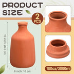 DoubleFill Ollas Terracotta Watering Pots, 100 oz, 2 Pcs - Image 2