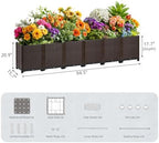 Extra Large Rattan Planter Outdoor 17.7" Deep -Elevated Planter Box with Drain Outlet 95"L x 16"W x 21"H, Self Watering Raised Garden Beds for Vegetables, Flowers, Herbs Standing Gardening Kit - Image 6