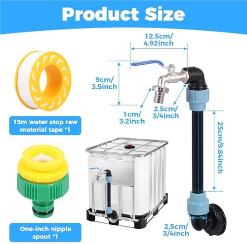 3/4Inch Outlet Tap IBC Adapter Multipurpose Hose Connection Replacement Tank Accessories for 1000L Container Rain Barrel - Image 2