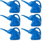 PMU 6Pcs 2-Quart Elephant Watering Can – Durable Plastic Garden Watering Can for Indoor & Outdoor Plants, Easy-Pour Spout, Large Water Pot, Blue by PMU