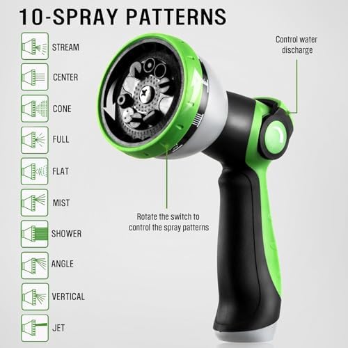 HBlife 150ft Garden Hose, Non Expandable Garden Hose with 10 Function Sprayer Nozzle, Flexible Lightweight Water Hose for Yard, Lawn, Car Wash and Outdoor - Image 3