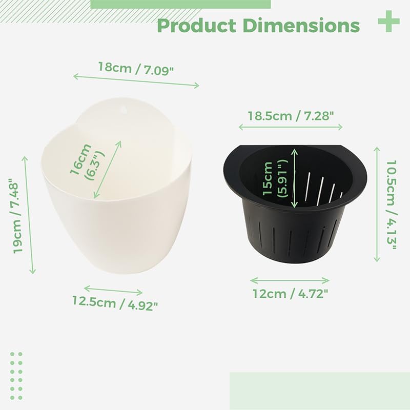 3 Pcs Hanging Flower Pot Resin with Hooks, Self Watering Balcony Planter, for Railings, Fences or Walls, Resin and Stainless Steel, for Succulents, Hydroponics and More - Image 5