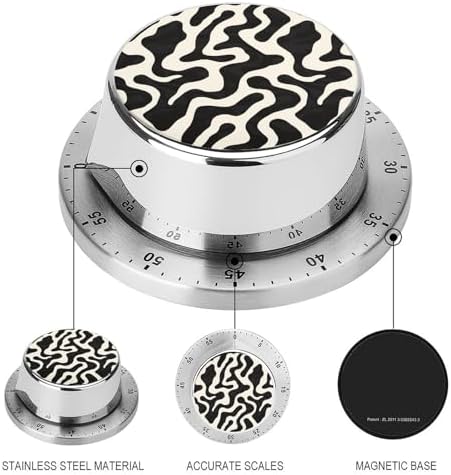 Mechanical Kitchen Timers for Cooking,Abstract Animal Print Printed 60 Minute Magnetic Countdown Timer,Cute Cooking Timers with Alarm,Stainless Steel Time Timer Manual No Batteries Required - Image 3