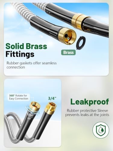 SPECILITE 50ft 304 Stainless Steel Garden Water Hose with Brass Nozzle - Image 6