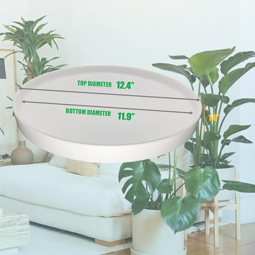 Yukfona Ceramic Plant Saucer Tray 2 Pcs 12 Inch White, 12.5" OD x11.9 ID x1.6 Deep| Fits Flower pots Bottom≤ 11.9", Heavy Duty Glazed Round Planter Drip with Catch Basin for Indoor Outdoor Plants - Image 2