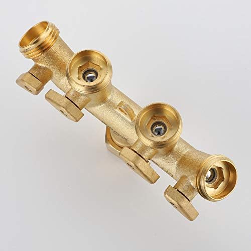 Premium Heavy Duty Brass 4 Way Garden Hose Splitter Improved, NPT3/4" Copper Four Outlet Faucet Diverter Valve, Outdoor Garden Manifold Adapter Connector (4-way) - Image 3