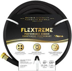 Flexon Flextreme 5/8" x 50ft Black Synthetic Performance Rubber Garden Hose – Lightweight, All-Weather Flexibility, Heavy-Duty, Kink-Resistant, Solid Brass Couplings, Watering Hose for Lawn & Garden by Flexon