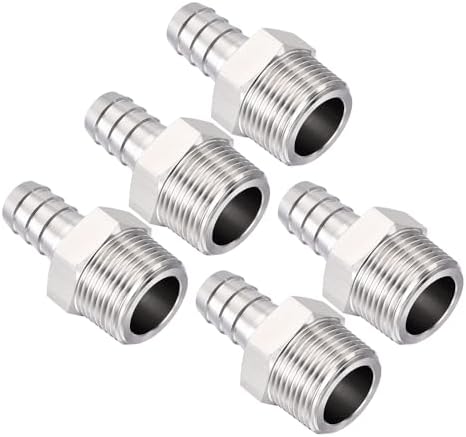 Pack of 5, SUS304 Hose Barb Fitting 3/4" Hose Barb to 1" NPT Male by Kozelo