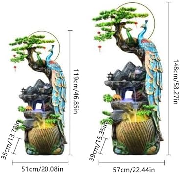 Garden Water Fountain Water Fountain Decor, Peacock with LED Glass Color Changing Globe, for Home/Office, Living Room Decorative Fountains Outdoor Water Fountain for Garden(Medium) - Image 2