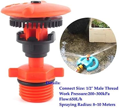 Xiaochen Lawn Irrigation Garden Watering 2~100pcs 1/2" Thread 650L/h 360° Automatic Rotating Sprinkler Rotating Nozzle Garden Lawn Fruit Tree Irrigation Sprinkler (Color : 100pcs per Pack) - Image 2
