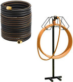 Giraffe Tools Garden Hose 5/8" Custom Length, No Kink, Flexible and Garden Hose Holder- Heavy-Duty Freestanding Metal Stand, Holds 150FT Hose with 4 Spikes by GiraffeTools