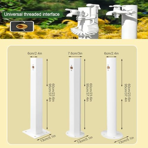 Water Hose Stand with Faucet - Versatile Garden Hydrant, Outdoor Fountain, Round/Square/Hexagon Design, Perfect for Yard & Patio Use (White 37.4in) - Image 6