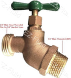 EZ-FLUID 1/2" MIP X 3/4" MHT Male Hose Threaded Hose Connector Hose Bib,Heavy Duty Brass No-Kink Hose Bibb Water Faucet,Outdoor Garden Hoses Spigot Shut Off Valve Hose Facuet Bibs Plumbing(10Ps) - Image 2
