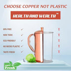 HEALTHANDWEALTH™ Pure Copper Water Jug with 2 Tumblers | 1.5 L Ayurvedic Drinking Water Pitcher | Improves Digestion, Boosts Immunity | Made in India - Image 3