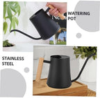HEALLILY Vintage Stainless Steel Watering Kettle with Long Spout and Wooden Handle, Large Capacity Garden Watering Can for Indoor Plants and Outdoor Gardening, Black - Image 4