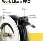 ReelWorks Oil Hose Reel Retractable 1/2" Inch x 50' Foot Long Premium Commercial SAE100R1AT Hose Max 2320 Psi Spring Driven Steel Construction Heavy Duty Industrial Single Arm and L-Shape Base - Image 2