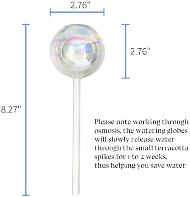 HyJeryty Non-Clogging Iridescent Ball Plant Watering Globes with Terracotta Spikes, Hand Blown Glass Self Watering Planter Insert, Watering Bulbs for Indoor Small & Medium Potted Plants (3 Pack) - Image 2