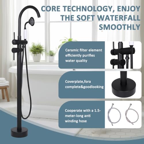 Generic Standing High Flow Shower Faucets with Hand Sprayer Gooseneck - Image 3