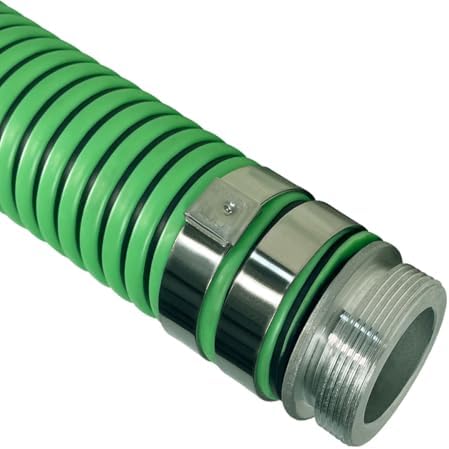Gloxco Heavy Duty EPDM All Weather Suction Hose Assembly, Black Tube, Lime Green Helix, 2" Inside Diameter with Male x Female NPSM Pinlug Fittings Installed, 30 ft Length - Image 5
