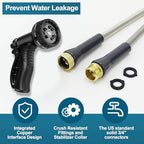 Stainless Steel Garden Hose 50ft Heavy Duty Metal Water Hoses with 10 Function Water Hose Nozzles for Yard Outdoor - Image 2