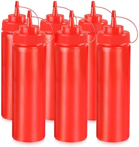 New Star Foodservice Plastic Squeeze Bottles, 24oz, 6 pk, Red - Image 2