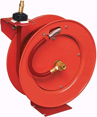 Lincoln 83753 Value Series Air/Water Retractable Hose Reel with 50' x 3/8" Rubber Air Hose, 1/4" NPT, 300 PSI, Slotted Mounting Base, 5-Position Adjustable Outlet Arm, All-steel Construction, Red - Image 5