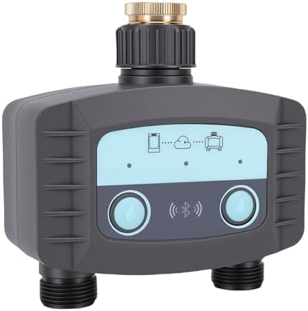 Water Timer,2 Zone Smart Irrigation Timer Water Valve Controller with Brass Inlet Outlet for Outside Patio Garden Beaches Lawn Yard, Hose Sprinkler, 500 to 1700Lh by oreilet