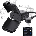 ELEGRP PQR20 Outdoor Smart Plug Waterproof IP66, WiFi Plug with 2 Individually Sockets, Compatible with Alexa & Google Assistant, Smart Outdoor Outlet for String Lights, UL Certified, 1 Pack, Black by ELEGRP%7CELEGROUP