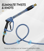 Pressure Washer Gun and Hose Kit, 4800PSI Flexible & Kink-Resistant - Steel Braided & Durable High Power Washer Hose 100 FT with 3/8" Swivel Quick Connector and M22 14mm Adapters & 5 Nozzles - Image 3