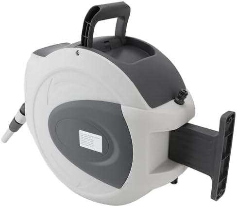 Retractable Garden Hose Reel Wall Mounted 65.6ft 1 2inch Auto Rewind Hose Reel with Nozzle PP PU PVC 180 Deg Swivel Any Length Lock for Garden Yard Watering - Image 7