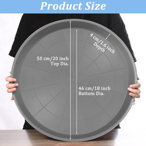 Eccliy 6 Pack Plastic Plant Saucer, Round, 16 Inch, Gray - Image 2