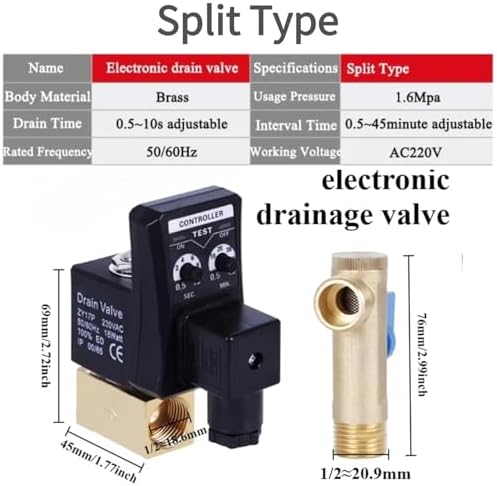 G1/2 DN15 230V Automatic Timed Water Electronic Timed Drain Valve for Air Compressor Condensate Management(230V) - Image 2