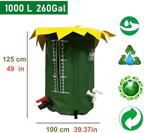 Portable Water Storage Tank, Portable Foldable Rainwater Collection System with Spigot Water Storage Container & Top Mesh, Portable Rain Barrels to Collect Rainwater from Gutter for Garden Lawn(264 Ga - Image 6