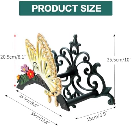 Sungmor Cast Iron Garden Hose Holder, Heavy Duty Wall Mounted Hose Hanger, Decorative Butterfly Water pipe Organizer, Hose Reel Rack for Outside, Garden Yard Decor - Image 5