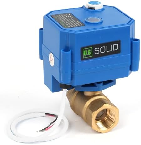 U.S. Solid 1/2 in Brass Motorized Ball Valve, 9-24 V AC/DC, 2-Wire Auto Return, Normally Open, Full Port, Manual Override, Position Indicator - Image 3