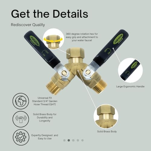 Fairview Industrial-Grade Garden Hose Splitter, Large Handles - Image 2