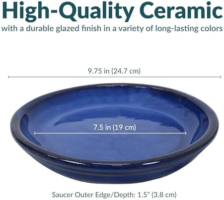 Sunnydaze 7" Ceramic Plant Saucers for Planters, 2pk, Imperial Blue - Image 5