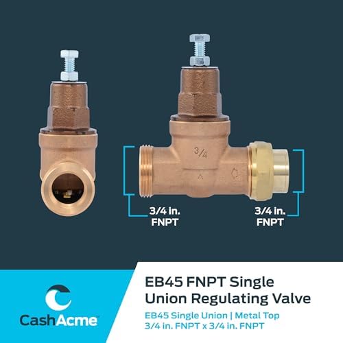 Cash Acme EB45 Pressure Regulating Valve, Single Union, 3/4 Inch NPT Female x NPT Female, Metal Top, 60 PSI, PVA16M-SUTH-63 - Image 5