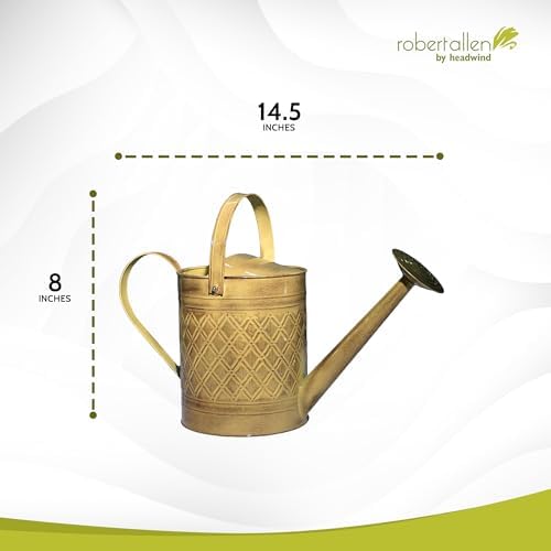 Headwind Wexley 2 Gallon Watering Can, Large Metal Watering Can Outdoor with Brass Rose Sprinkler Head, Vintage Galvanized Steel Garden Watering Can – Chamomile Yellow - Image 2