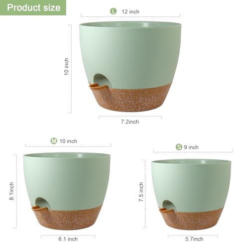 WSMKSZ 12/10/9 inch Self Watering Pots for Indoor Outdoor Plants, Set of 3 - Image 2