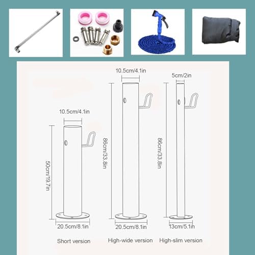 Stainless Steel Garden Water Column with Faucet, Floor Mounted Outdoor Fountain, Hose Stand for Lawns, Ideal for Washing & Cleaning - Silver (19.7 x 8.1 in) - Image 7