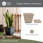 The HC Companies Eclipse Square Planter Pot, 12 Inch, Cottage Stone, 2-Pack - Image 2
