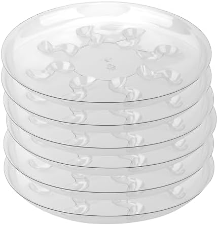 6 Pack Clear PET Plant Drip Tray Plastic Heavy Duty Plant Saucer Drip Trays for pots,Plate Water Catcher, Plant Drainage Tray (14") by ZzpYXIA