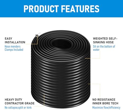 Self-Sinking Aeration Hose 300 ft ⅜ in. Comes with 4 patchers and 4 stainless steel hose clamps for weighted air pump tubing, easy to install for pond water lake aeration (300 Feet) - Image 4