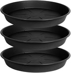 OVZILKI 3 Pack of Plant Saucer 20 22 inch, 3.6" Depth, Large Heavy Duty Plastic Saucers 21" Round, Plant Drip Trays for Indoors Outdoor, Plant Water Tray for Planters 19-23" (22", Black) by OVZILKI