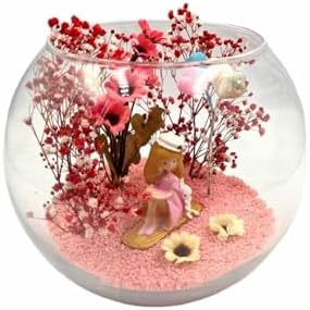 Charming 'Sweet ' Glass Globe Terrarium, 6.3 x 7.1 inches, Preserved Flowers & Pompoms, Gift for Friend or Girlfriend, Cute Decorative Accent, Home Decor Accent - Image 3