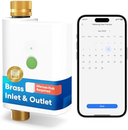 meross WiFi Water Timer for Garden Hose, Brass Inlet & Outet, Rain Skip by meross