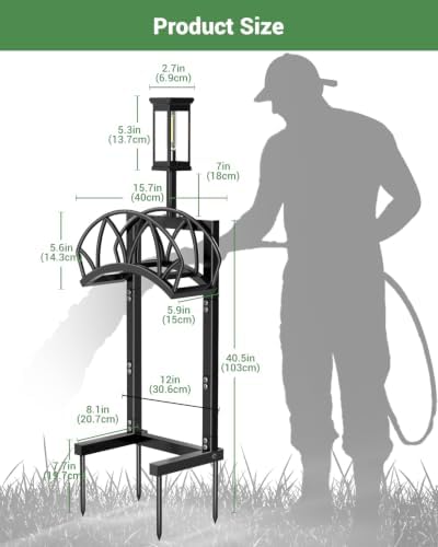 Garden Hose Holder with Solar Light, Freestanding Hose Stand for Outside - Image 7